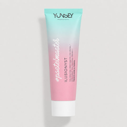Coloración semipermanente en crema Yunsey Professional Ilusionyst Pastelmaster en tubo degradado azul y rosa.