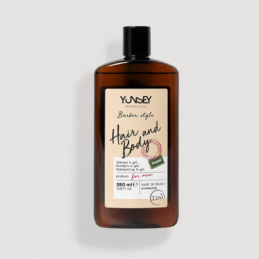 Champú y gel corporal 2 en 1 Yunsey Barber Style para hombre de 380 ml, fórmula vegana