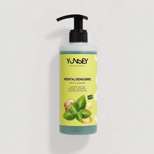 Champú neutro vegano Yunsey de menta y jengibre de 400 ml con dosificador