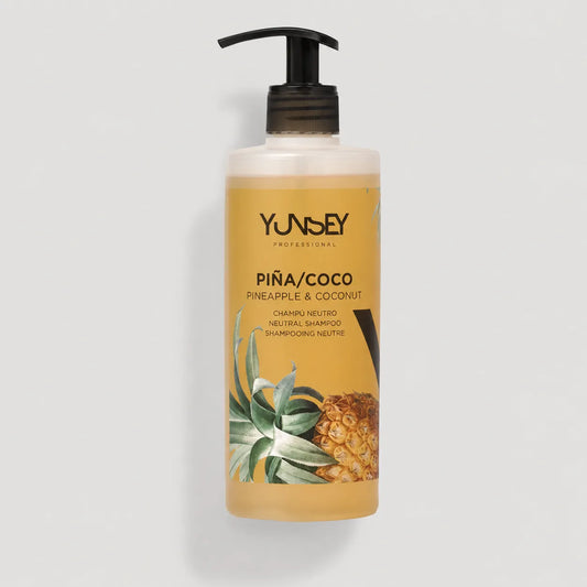 Champú neutro de piña y coco Yunsey Professional de 400 ml con dosificador.