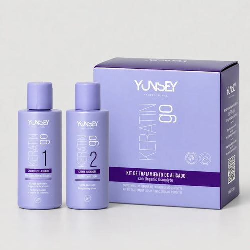 Kit de alisado Keratin Go de Yunsey Professional con champú pre-alisado y crema alisadora con Organic Osmolyte