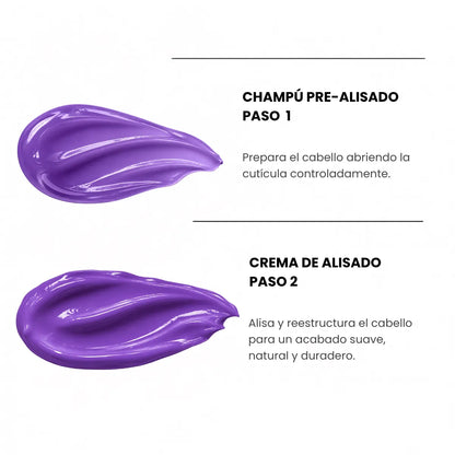 Keratin Go de Yunsey Professional con champú pre-alisado paso 1 y crema de alisado paso 2 para preparar, alisar y reestructurar el cabello.
