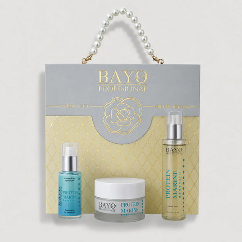 Cofre Bayo Profesional Protein Marine con sérum regenerador, crema facial y solución iónica