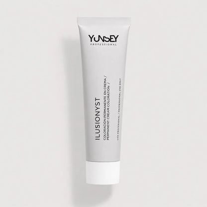 Coloración permanente en crema Yunsey Professional Ilusionyst en tubo blanco.
