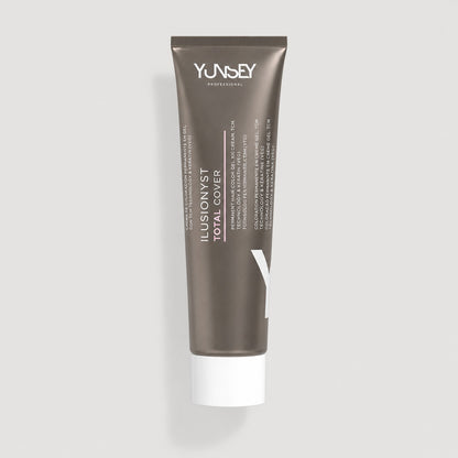 Coloración permanente en gel Yunsey Professional Ilusionyst Total Cover en tubo gris.
