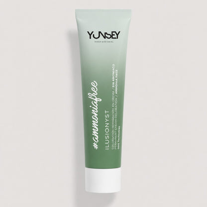 Coloración permanente en crema sin amoniaco Yunsey Professional Ilusionyst Ammonia Free en tubo verde.