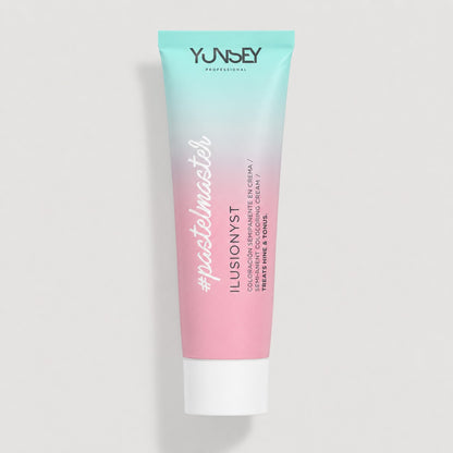 Coloración semipermanente en crema Yunsey Professional Ilusionyst Pastelmaster en tubo degradado azul y rosa.