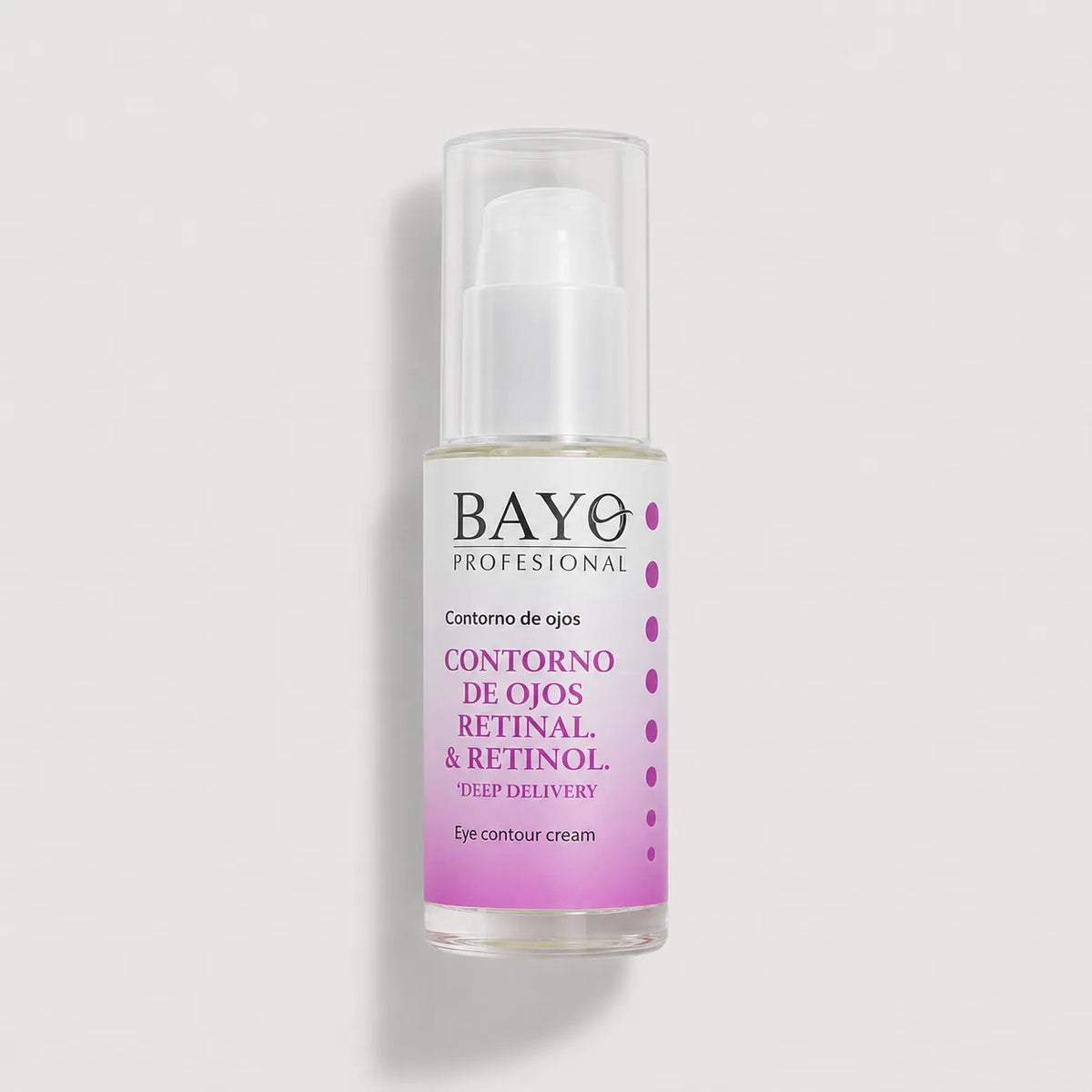 Contorno de ojos Bayo Profesional Deep Delivery con retinal y retinol en envase con dosificador.