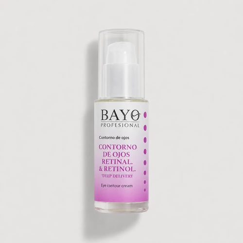 Contorno de ojos Bayo Profesional Deep Delivery con retinal y retinol en envase con dosificador.