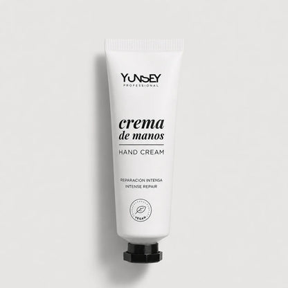 Crema de manos vegana Yunsey Professional de reparación intensa en tubo blanco 30ml.