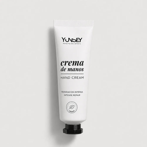 Crema de manos vegana Yunsey Professional de reparación intensa en tubo blanco 30ml.