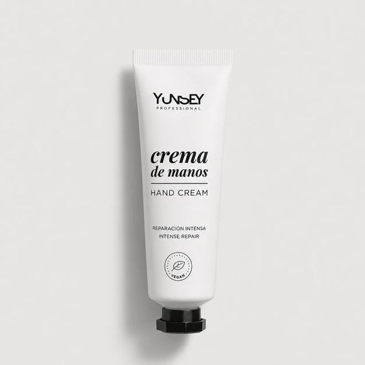 Crema de manos vegana Yunsey Professional de reparación intensa en tubo blanco 30ml.