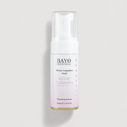 Mousse limpiadora facial Bayo Profesional Active Cleansing de 100 ml en envase con dosificador.