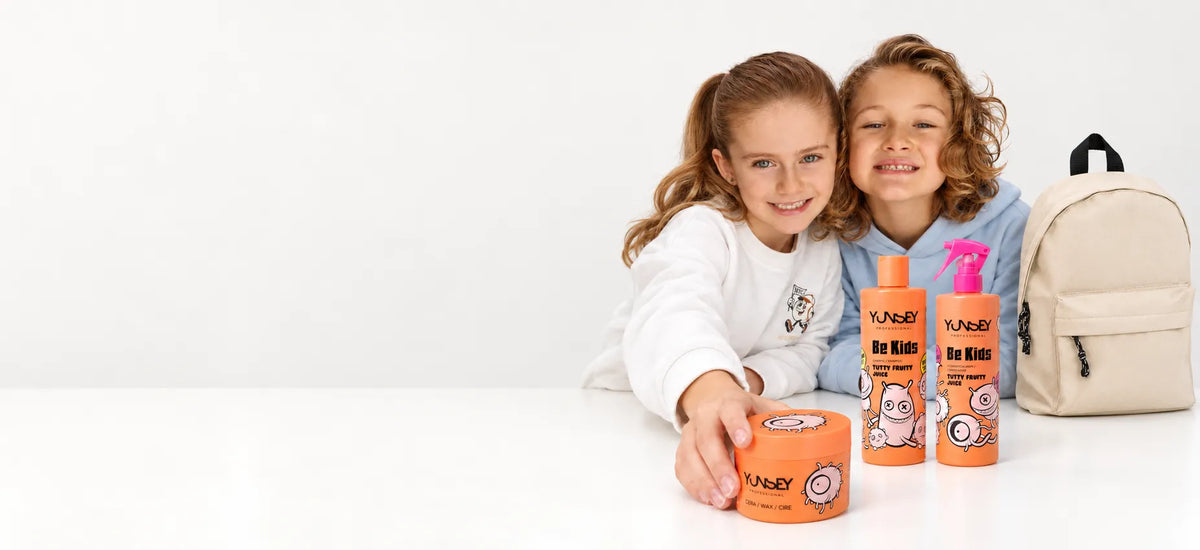 Pack Pasabelu para el cuidado del cabello infantil con niños en campaña de vuelta al cole