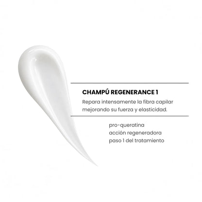 Textura del Champú Regenerador Yunsey, champú con pro-queratina que ayuda a reparar intensamente la fibra capilar y mejorar su fuerza y elasticidad.