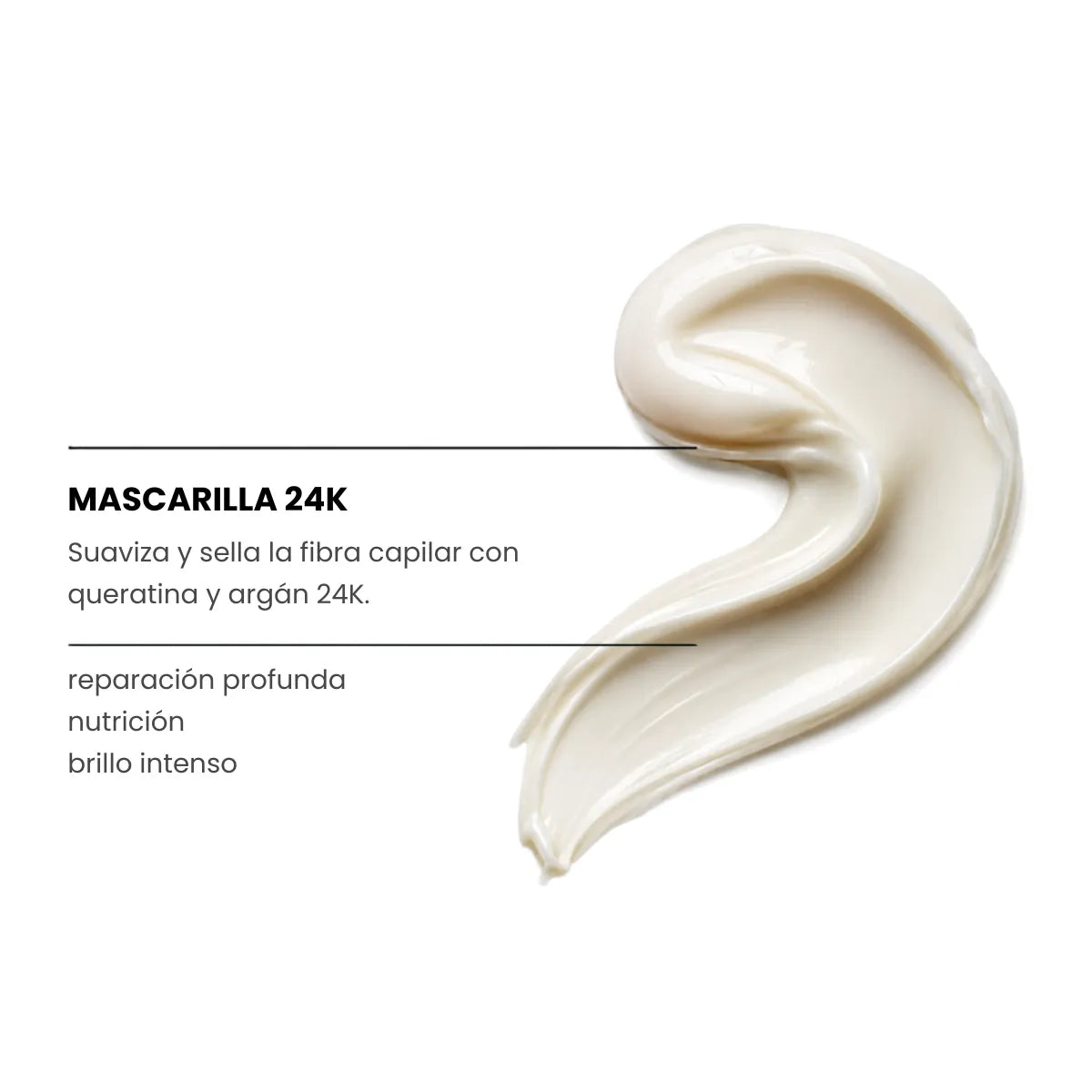 Mascarilla capilar 24K que repara, nutre y suaviza el cabello, aportando brillo intenso.