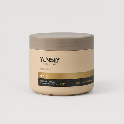 Mascarilla capilar de queratina Yunsey Luxury Gold 24K para nutrir y suavizar el cabello